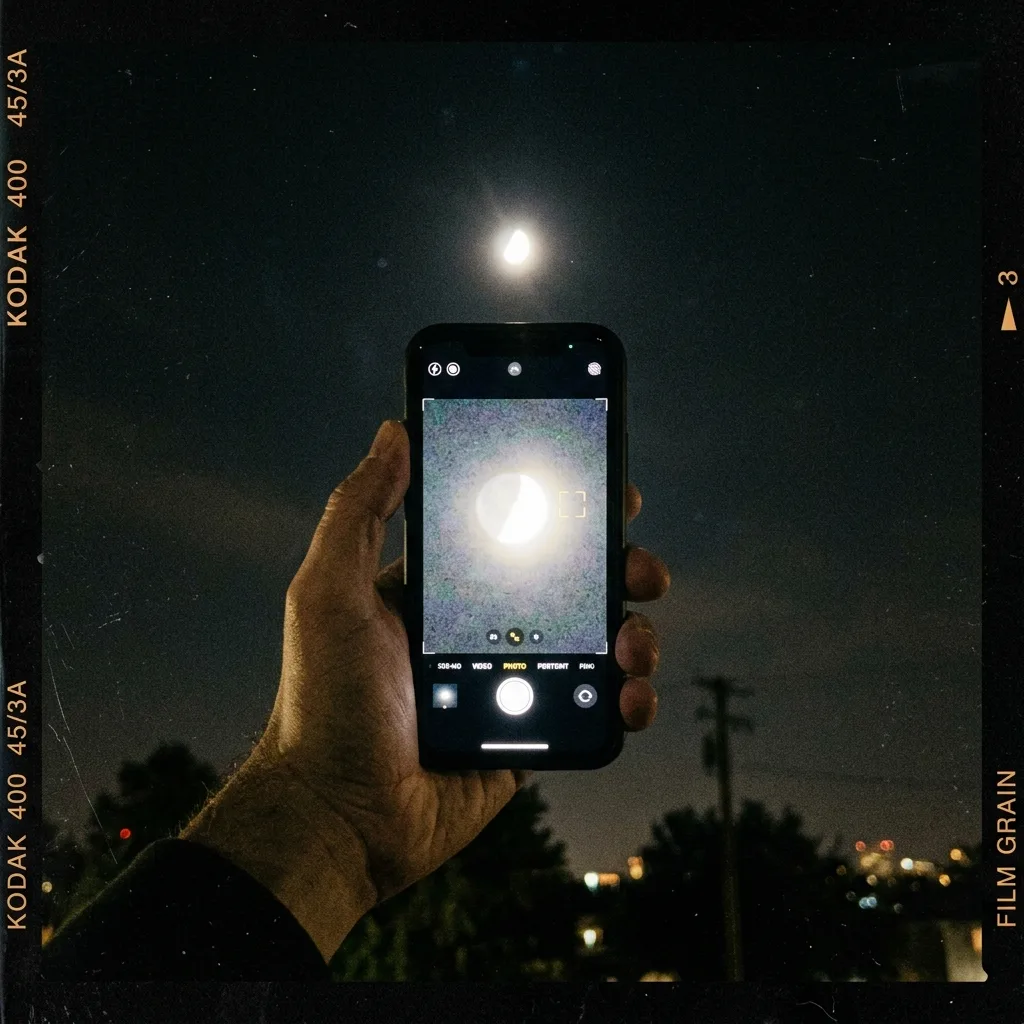 Smartphone fotografiert Mond