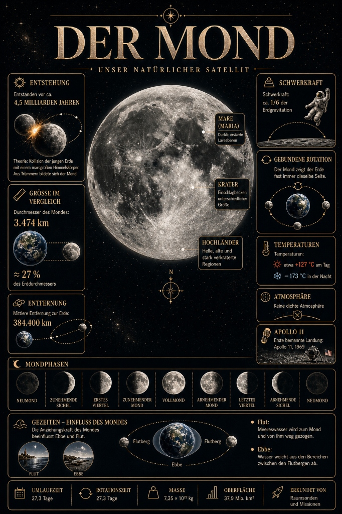 Mond Infografik Plakat